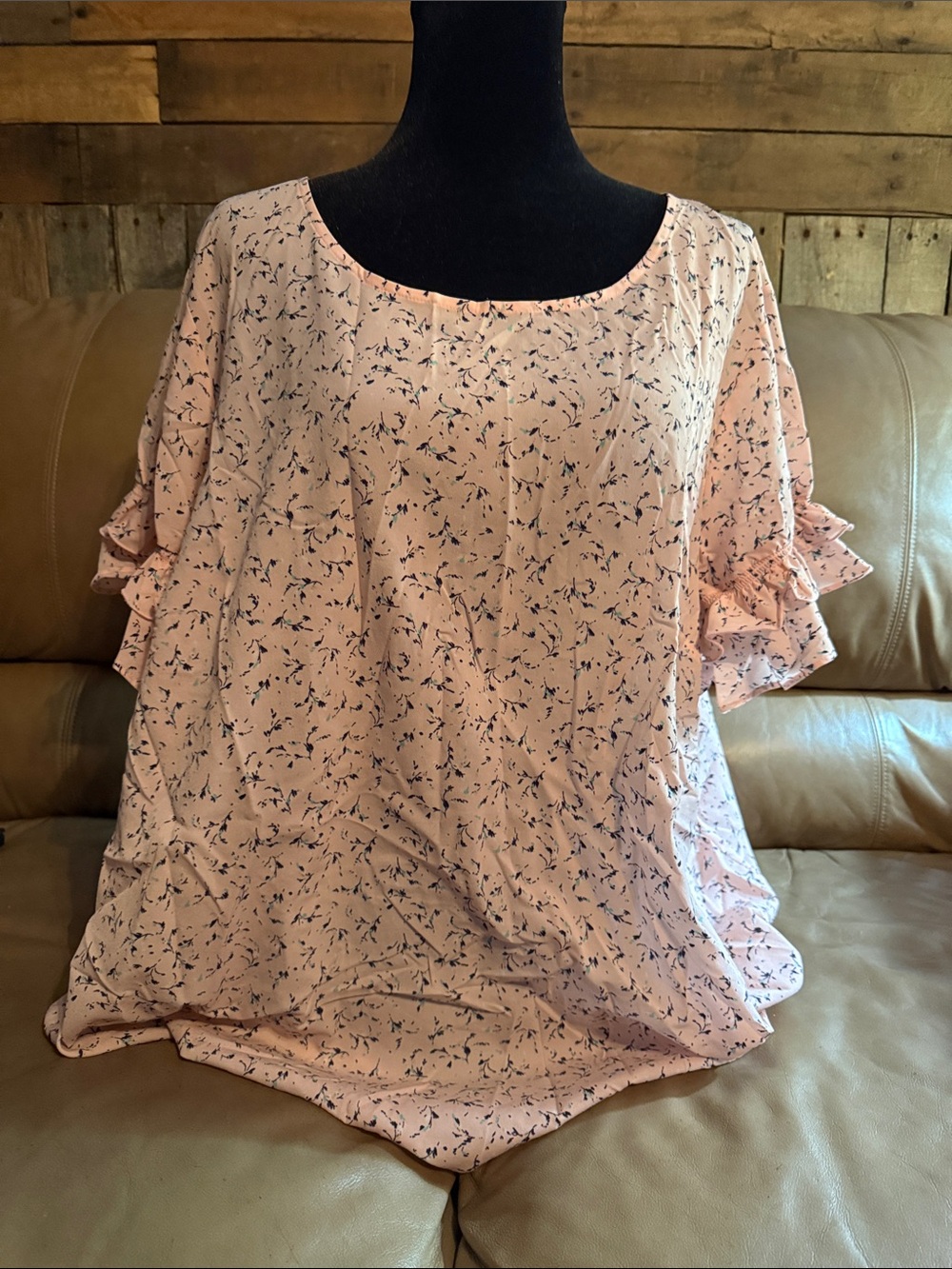 Lane Bryant Pink Floral Ruffle Sleeve Blouse